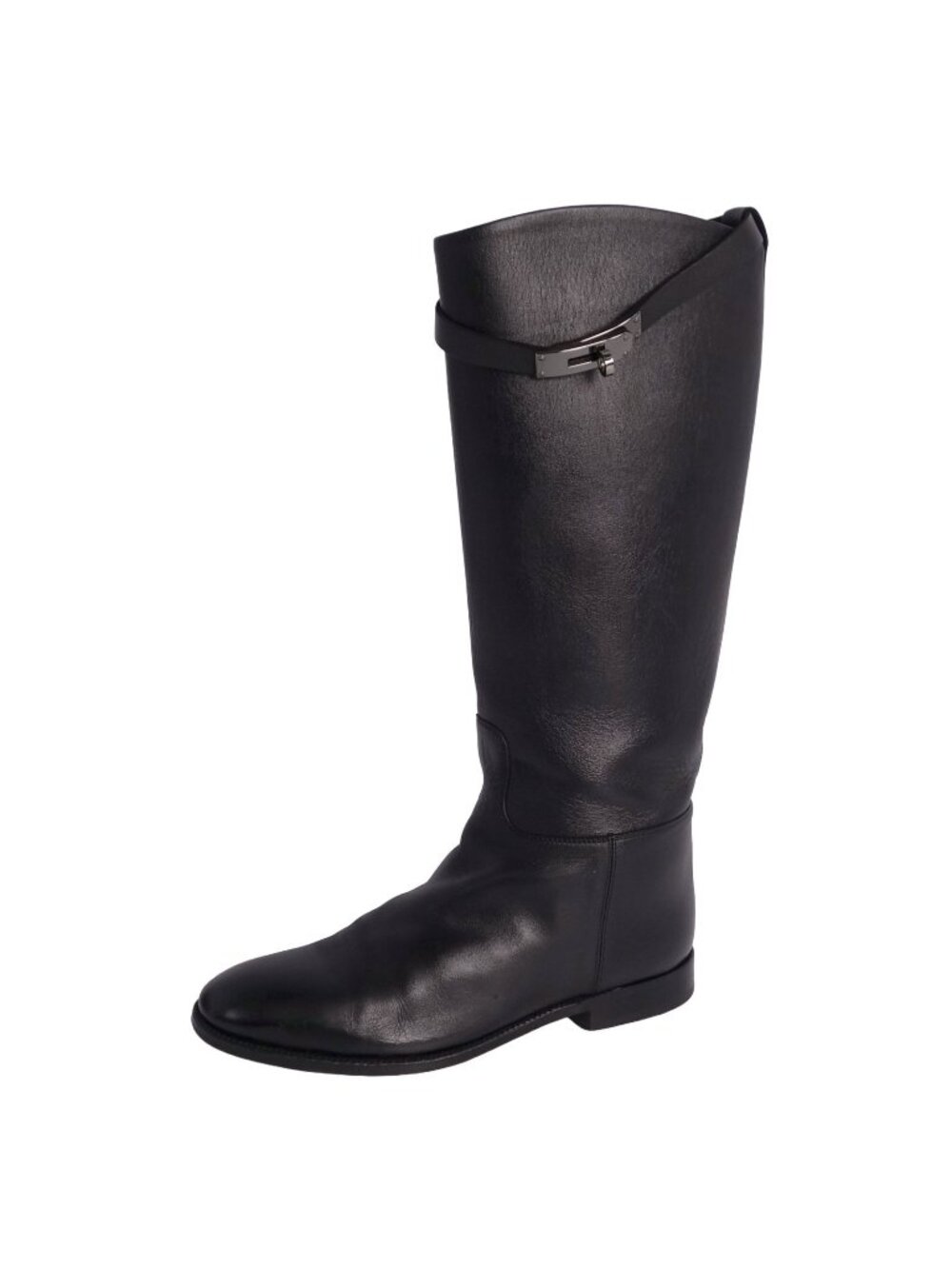 Hermes Boots Jumping Long Kelly Shoes Leather Black